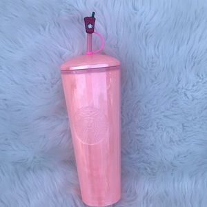 Starbucks peach pink marbled dome tumbler 24 Oz